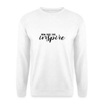 DREAM. CREATE. SHARE. inspire - Unisex Pullover - Weiß - Vorne - Alina (178cm) & Michal (187cm)