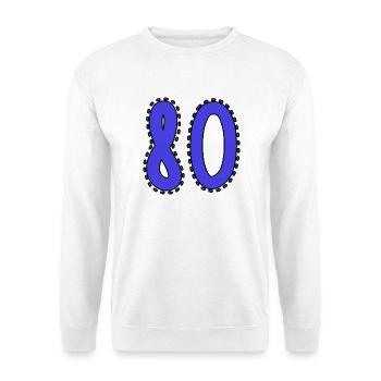 80. 80 JAHRE. 80. JAHRESTAG. 80-JÄHRIGES JUBILÄUM. - Unisex Pullover - Weiß - Vorne - Alina (178cm) & Michal (187cm)