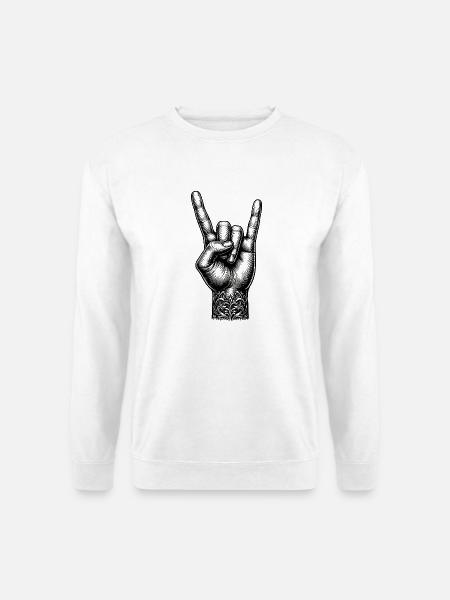 Rock on Hand with Devils Horns - Unisex Sweatshirt - white