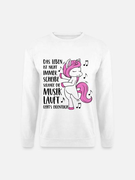 Einhorn Musik - Das Leben ist nicht immer Scheiße - Unisex Pullover - Weiß