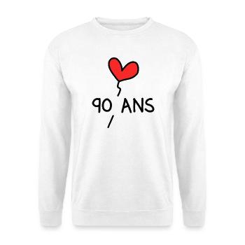 90 JAHRE. 90-jähriges JUBILÄUM. JUBILÄUM 90 JAHRE. 90 - Unisex Pullover - Weiß - Vorne - Alina (178cm) & Michal (187cm)