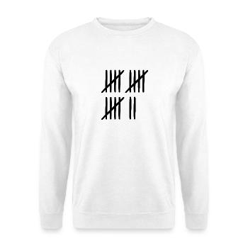 Strichliste 17 Jahre Geburtstag - Unisex Pullover - Weiß - Vorne - Alina (178cm) & Michal (187cm)