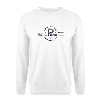 auf den Punkt zum Punkt kommen - Unisex Pullover - Weiß - Vorne - Alina (178cm) & Michal (187cm)