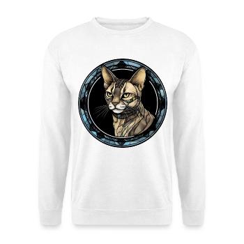 Ägyptische Mau-Katzenrasse Aquarellglas - Unisex Pullover - Weiß - Vorne - Alina (178cm) & Michal (187cm)
