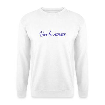 RUHESTAND. GLÜCKLICHER RUHESTAND. GLÜCKLICHER RÜCKZUGSORT - Unisex Pullover - Weiß - Vorne - Alina (178cm) & Michal (187cm)