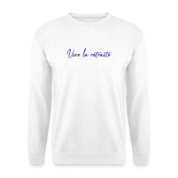RUHESTAND. GLÜCKLICHER RUHESTAND. GLÜCKLICHER RÜCKZUGSORT - Unisex Pullover - Weiß - Vorne - Alina (178cm) & Michal (187cm)