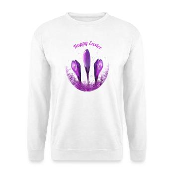 Krokusse Frohe Ostern - Unisex Pullover - Weiß - Vorne - Alina (178cm) & Michal (187cm)