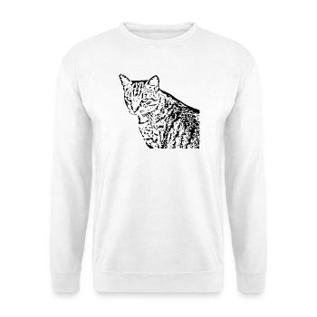 Katze Kätzchen Tigerkatze - Unisex Pullover - Weiß - Vorne - Alina (178cm) & Michal (187cm)