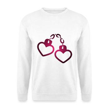 Handschelle Herz - Unisex Pullover - Weiß - Vorne - Alina (178cm) & Michal (187cm)