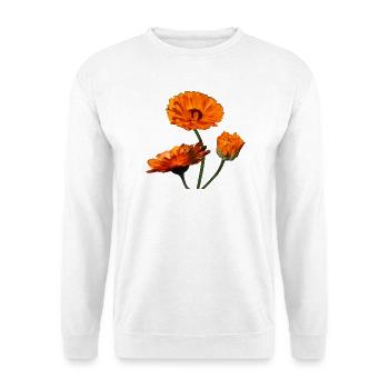 Ringelblumen Ringelblume orangene Blumen - Unisex Pullover - Weiß - Vorne - Alina (178cm) & Michal (187cm)