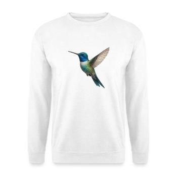 Kolibri – Leichtigkeit in Farben - Unisex Pullover - Weiß - Vorne - Alina (178cm) & Michal (187cm)