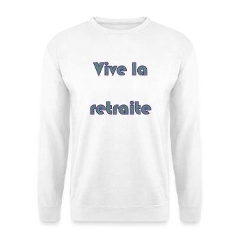 RUHESTAND. RUHESTAND. PENSIONIERT. RUHESTAND - Unisex Pullover - Weiß - Vorne - Alina (178cm) & Michal (187cm)