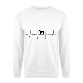 Herzschlag Pudel - EKG Linie mit Hund - Unisex Pullover - Weiß - Vorne - Alina (178cm) & Michal (187cm)