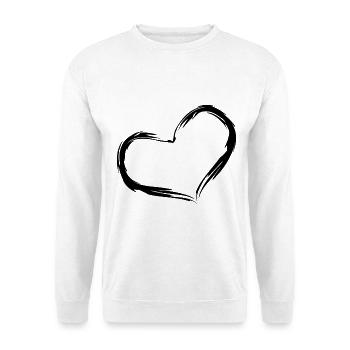 Herz Design Bürste Schwarz - Unisex Pullover - Weiß - Vorne - Alina (178cm) & Michal (187cm)