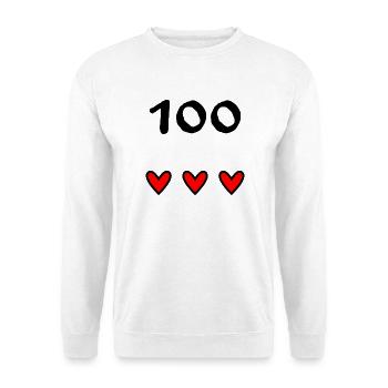 100. 100 JAHRE. 100-JÄHRIGES JUBILÄUM. 100. GEBURTSTAG - Unisex Pullover - Weiß - Vorne - Alina (178cm) & Michal (187cm)