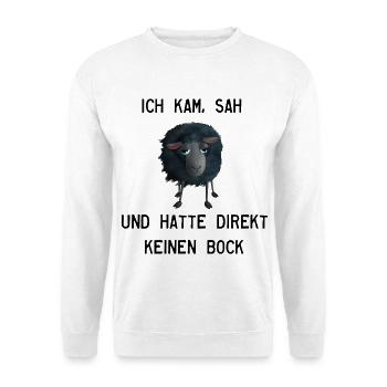 Schwarzes Schaf - Ich kam, sah, hatte keinen Bock - Unisex Pullover - Weiß - Vorne - Alina (178cm) & Michal (187cm)