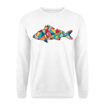 Barsch Angler Design Barschangeln Barsche Angeln - Unisex Pullover - Weiß - Vorne - Alina (178cm) & Michal (187cm)