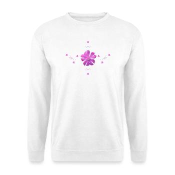 Lichtnelke rosa Blume - Unisex Pullover - Weiß - Vorne - Alina (178cm) & Michal (187cm)