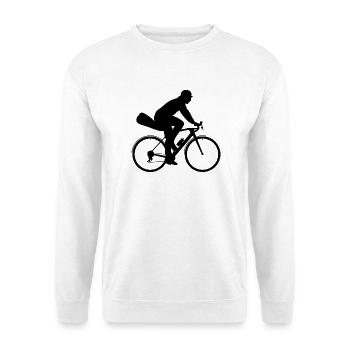 Radler mit Satteltasche - Unisex Pullover - Weiß - Vorne - Alina (178cm) & Michal (187cm)
