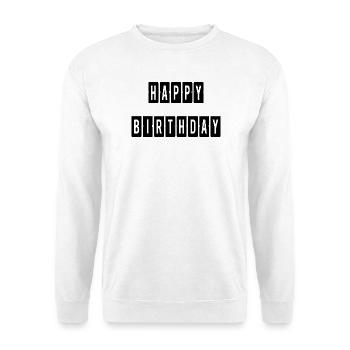 ALLES GUTE ZUM GEBURTSTAG. ALLES GUTE ZUM GEBURTSTAG. JAHRESTAG. - Unisex Pullover - Weiß - Vorne - Alina (178cm) & Michal (187cm)