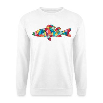 Zander Angler Fischen Herren Kinder Fische Angeln - Unisex Pullover - Weiß - Vorne - Alina (178cm) & Michal (187cm)