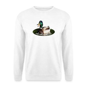 Ente Stockente - Unisex Pullover - Weiß - Vorne - Alina (178cm) & Michal (187cm)