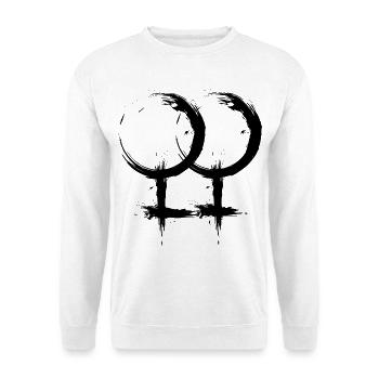 Doppeltes Venussymbol Lesbisch Homosexualität - Unisex Pullover - Weiß - Vorne - Alina (178cm) & Michal (187cm)