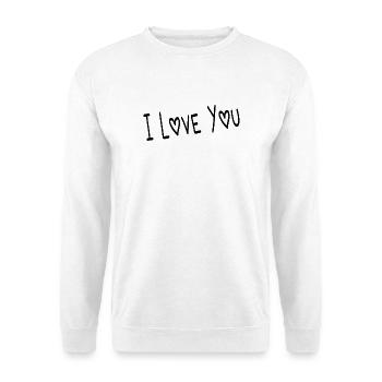 VALENTINSTAG. ICH LIEBE DICH. ICH LIEBE DICH. LIEBE. LIEBE - Unisex Pullover - Weiß - Vorne - Alina (178cm) & Michal (187cm)