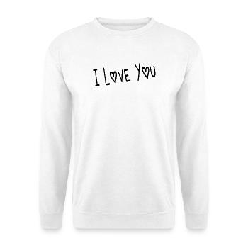 VALENTINSTAG. ICH LIEBE DICH. ICH LIEBE DICH. LIEBE. LIEBE - Unisex Pullover - Weiß - Vorne - Alina (178cm) & Michal (187cm)