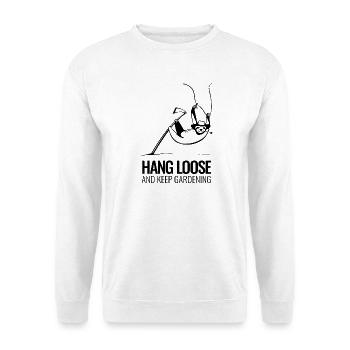 Faultier Kletterei und Gartenarbeit mit Flow - Unisex Pullover - Weiß - Vorne - Alina (178cm) & Michal (187cm)