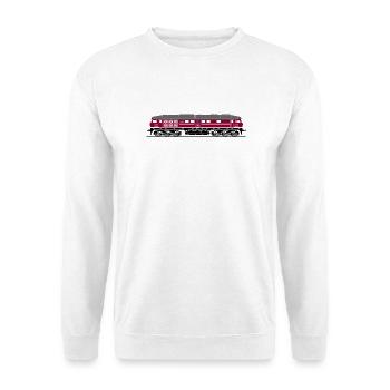 BR 130 Seite weinrot DR Reichsbahn - Unisex Pullover - Weiß - Vorne - Alina (178cm) & Michal (187cm)