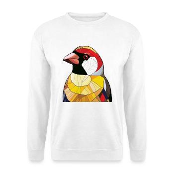 Stieglitz Buntes Aquarell Tier Illustration - Unisex Pullover - Weiß - Vorne - Alina (178cm) & Michal (187cm)