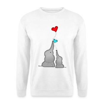 Elefanten Herz Luftballon Baby Geburtstag - Unisex Pullover - Weiß - Vorne - Alina (178cm) & Michal (187cm)