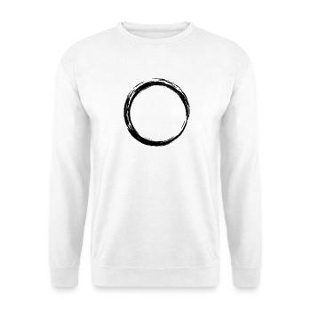 Kreis Symbol Design Schwarz - Unisex Pullover - Weiß - Vorne - Alina (178cm) & Michal (187cm)
