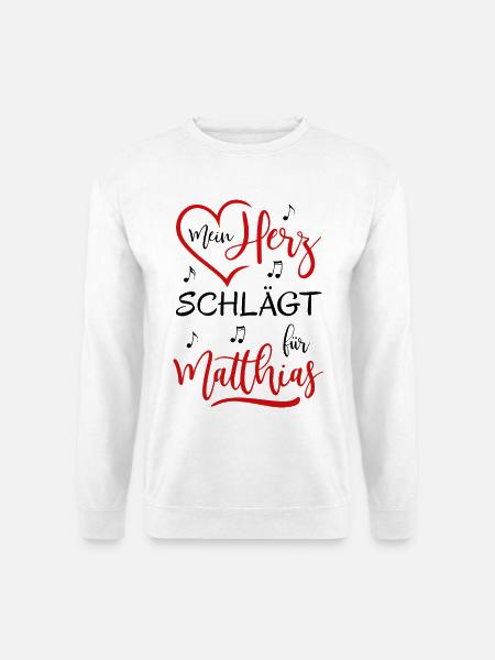 Mein Herz schlägt für Matthias - Unisex Pullover - Weiß
