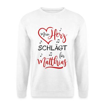 Mein Herz schlägt für Matthias - Unisex Pullover - Weiß - Vorne