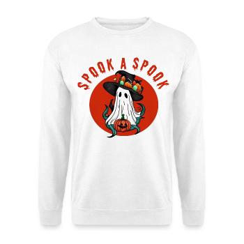Erschrecke einen Spuk! - Unisex Pullover - Weiß - Vorne - Alina (178cm) & Michal (187cm)