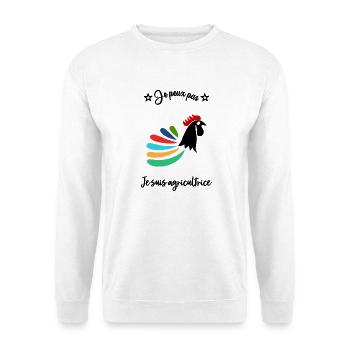 BAUER. BAUER. LANDWIRTSCHAFT. FIRMA - Unisex Pullover - Weiß - Vorne - Alina (178cm) & Michal (187cm)