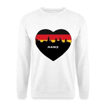 Mainz Deutschland Flagge Skyline Reise Souvenir - Unisex Pullover - Weiß - Vorne - Alina (178cm) & Michal (187cm)