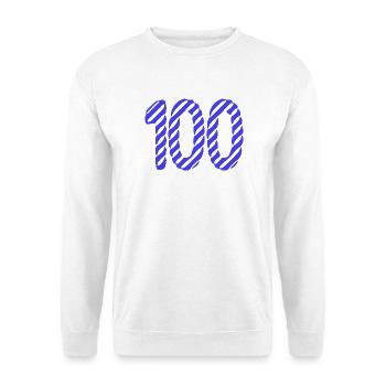100. 100 JAHRE. 100-JÄHRIGES JUBILÄUM. 100. GEBURTSTAG - Unisex Pullover - Weiß - Vorne - Alina (178cm) & Michal (187cm)