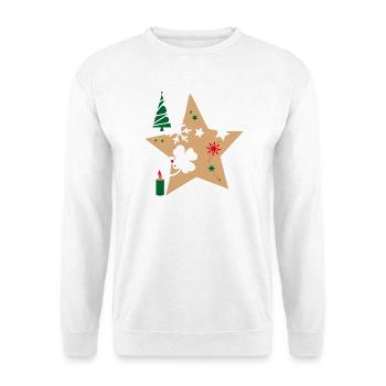 Weihnachtstern Tannenbaum - Unisex Pullover - Weiß - Vorne - Alina (178cm) & Michal (187cm)