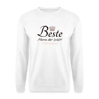 Beste Mama der Welt Sprüche Geschenk u.a Muttertag - Unisex Pullover - Weiß - Vorne - Alina (178cm) & Michal (187cm)