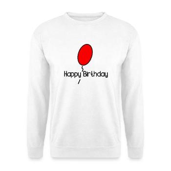 ALLES GUTE ZUM GEBURTSTAG. ALLES GUTE ZUM GEBURTSTAG. JAHRESTAG. - Unisex Pullover - Weiß - Vorne - Alina (178cm) & Michal (187cm)