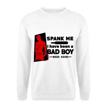 Spank me, I have been a Bad Boy - Frecher Teufel - Unisex Pullover - Weiß - Vorne - Alina (178cm) & Michal (187cm)