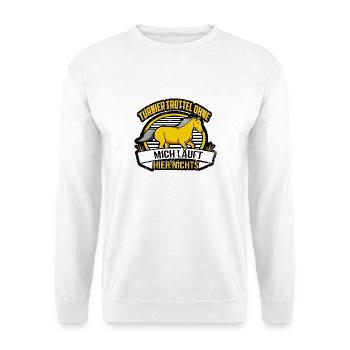 Turnier Trottel Turniertrottel TT Reiterspruch - Unisex Pullover - Weiß - Vorne - Alina (178cm) & Michal (187cm)