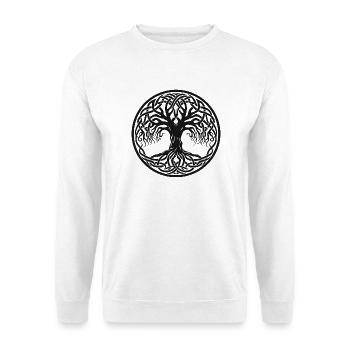 Weltenbaum, Yggdrasil, Glückssymbol, Gothic - Unisex Pullover - Weiß - Vorne - Alina (178cm) & Michal (187cm)