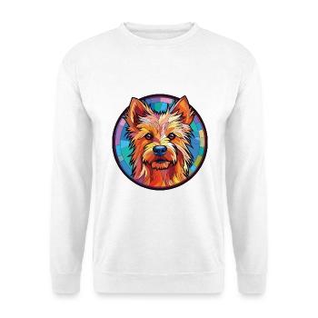 Australian Terrier Hunderasse buntes Aquarell - Unisex Pullover - Weiß - Vorne - Alina (178cm) & Michal (187cm)
