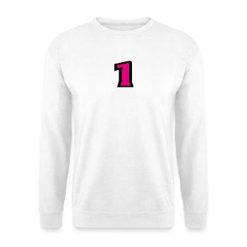 1. 1 JAHR. 1. JAHRESTAG. 1 JAHR GEBURTSTAG - Unisex Pullover - Weiß - Vorne - Alina (178cm) & Michal (187cm)