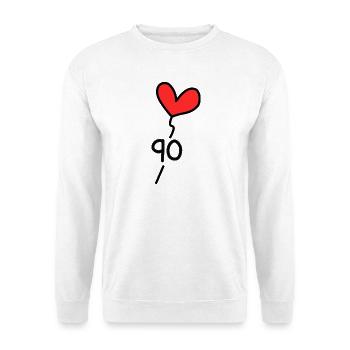 90. 90 JAHRE. 90-JÄHRIGES JUBILÄUM. GEBURTSTAG 90 JAHRE. - Unisex Pullover - Weiß - Vorne - Alina (178cm) & Michal (187cm)