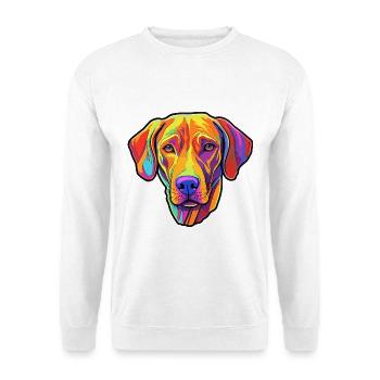 Rhodesian Ridgeback Hunderasse Cartoon Kawaii Illus - Unisex Pullover - Weiß - Vorne - Alina (178cm) & Michal (187cm)